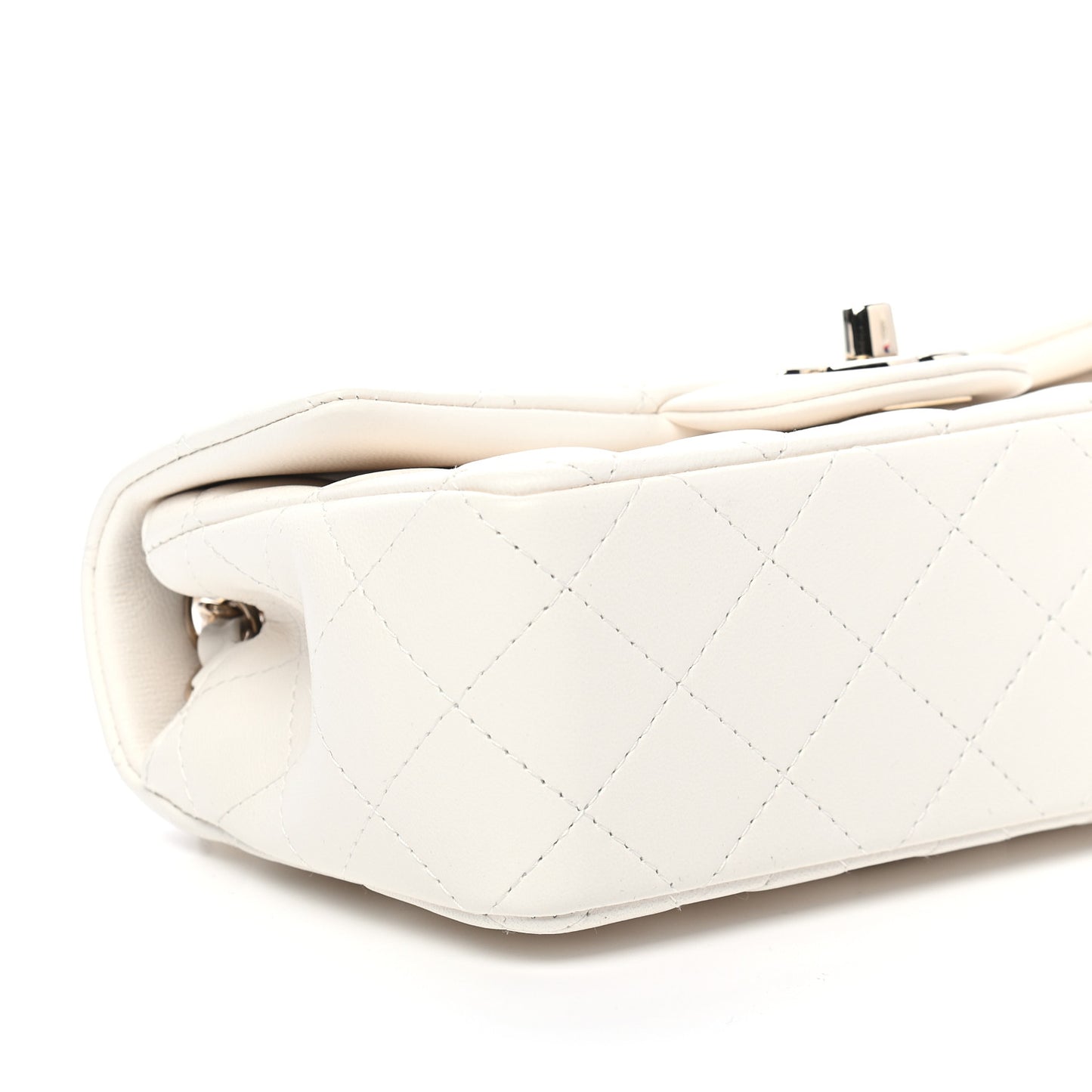 Lambskin Quilted Mini Rectangular Flap White