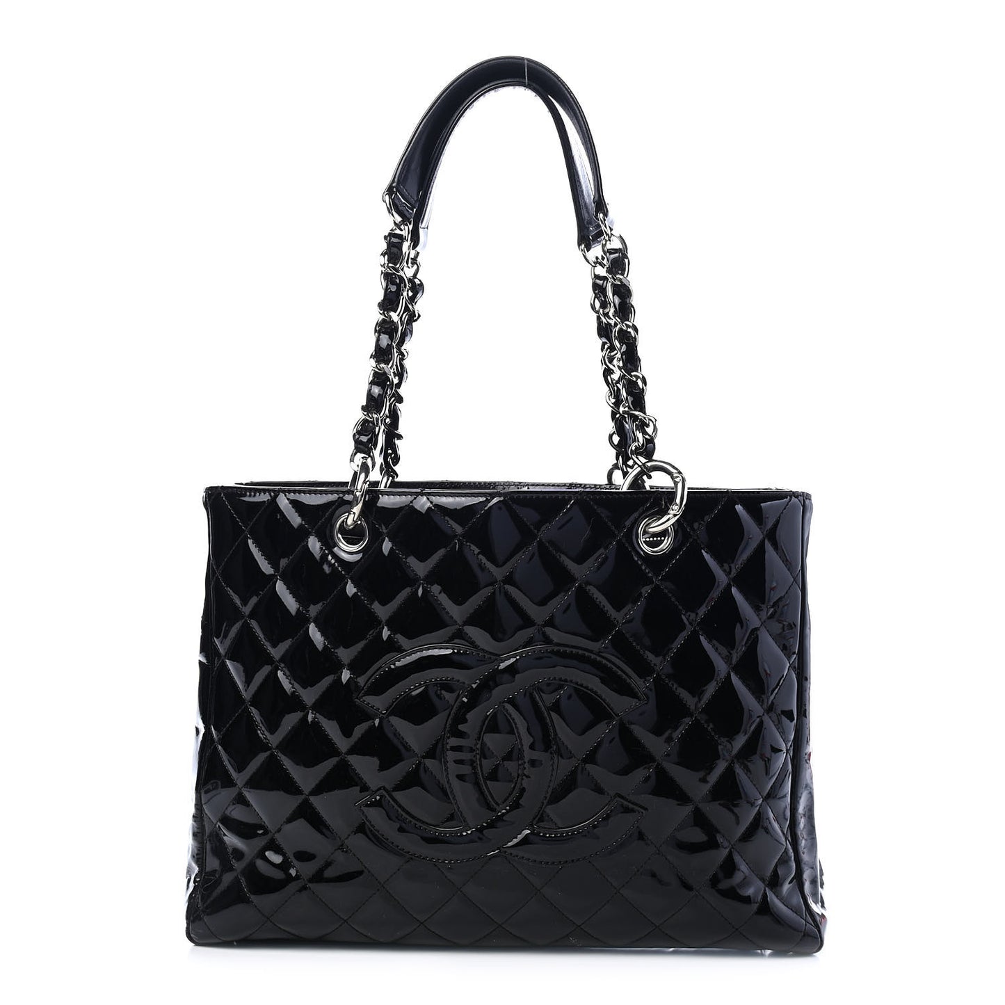Patent Quilted Grand Shopping Tote GST Black