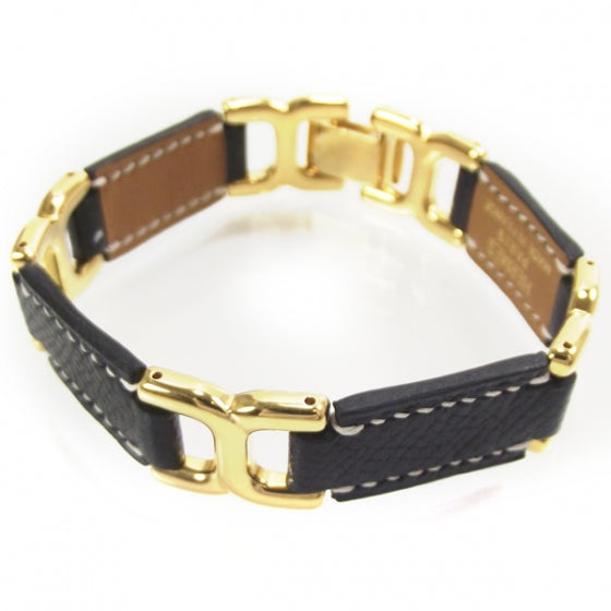 Epsom Leather H Link Bracelet Black