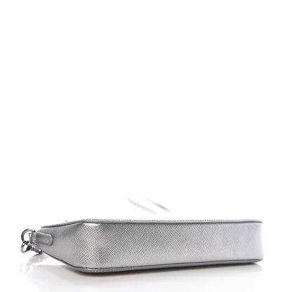 Prada Metallic Saffiano Lux Crossbody Bag Cromo 4 of 9