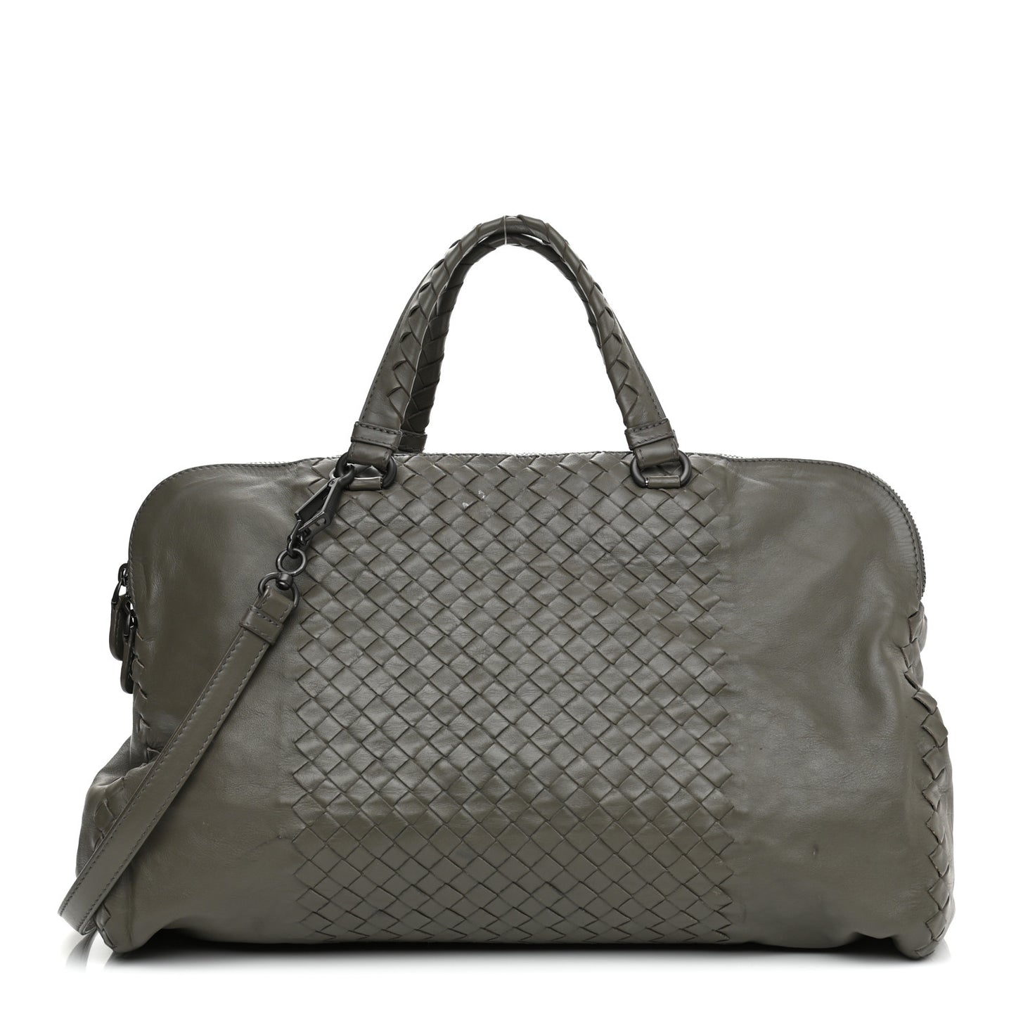 Calfskin Intrecciato Large Leggero Tote Kaki Fondente