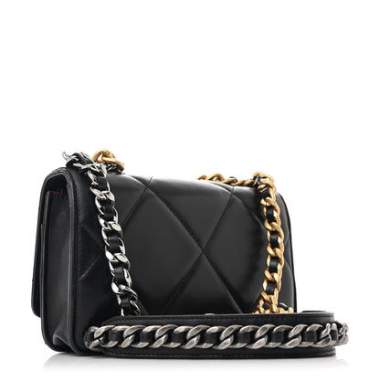 Chanel Lambskin Quilted Chanel 19 Wallet On Chain WOC Black 3 of 12