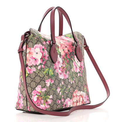 Gucci GG Supreme Monogram Blooms Linea A Foldover Tote Beige Multicolor Dry Rose 3 of 10