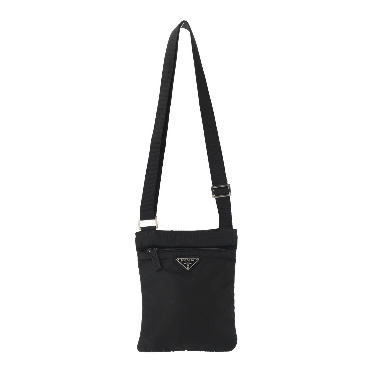 Tessuto Nylon Flat Messenger Bag Black
