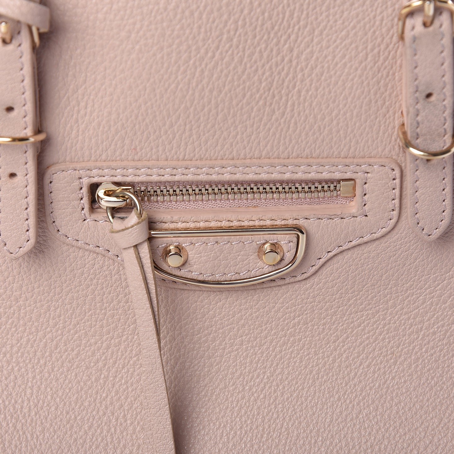 Grained Calfskin Gold Metallic Edge Hardware Papier Mini A4 Tote Rose Des Sables