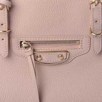 Balenciaga Grained Calfskin Gold Metallic Edge Hardware Papier Mini A4 Tote Rose Des Sables 8 of 15