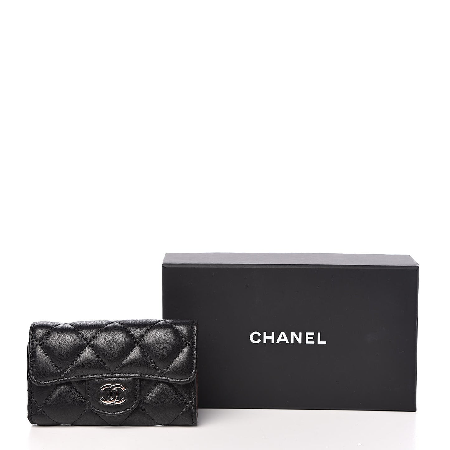 Lambskin Quilted 6 Key Holder Black
