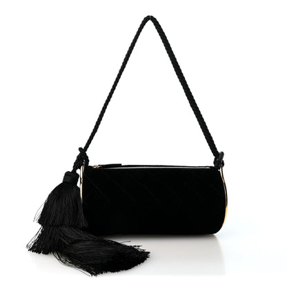 Chanel Velvet Quilted Clutch With Strap Black 1 of 10