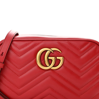 Gucci Calfskin Matelasse Small GG Marmont Chain Shoulder Bag Hibiscus Red 8 of 10