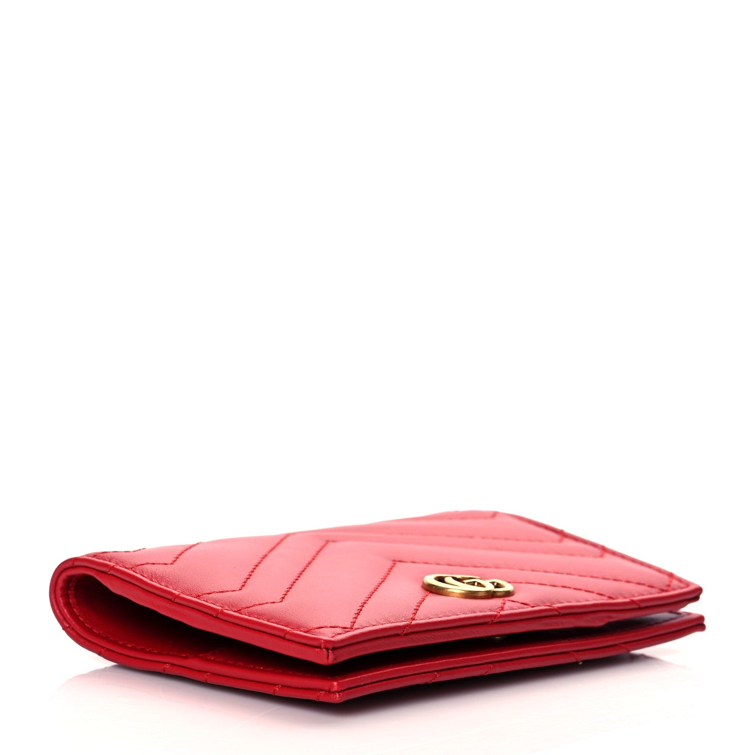 Gucci Calfskin Matelasse GG Marmont Passport Case Hibiscus Red 4 of 9