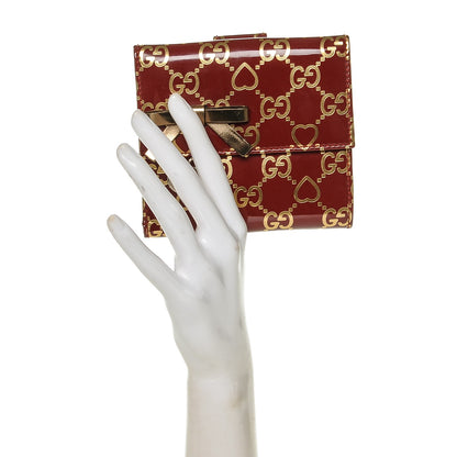 Gucci Patent GG Valentine GG Pierce French Flap Wallet Red Gold 2 of 6