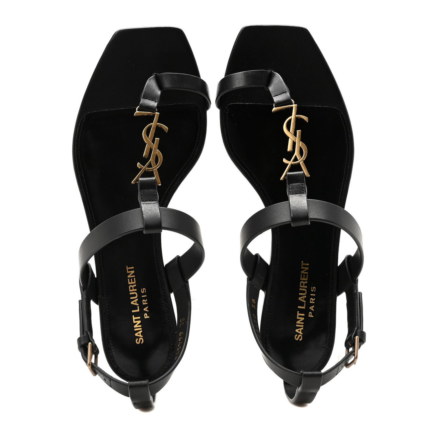 Calfskin Cassandra Monogram Sandals 38 Black