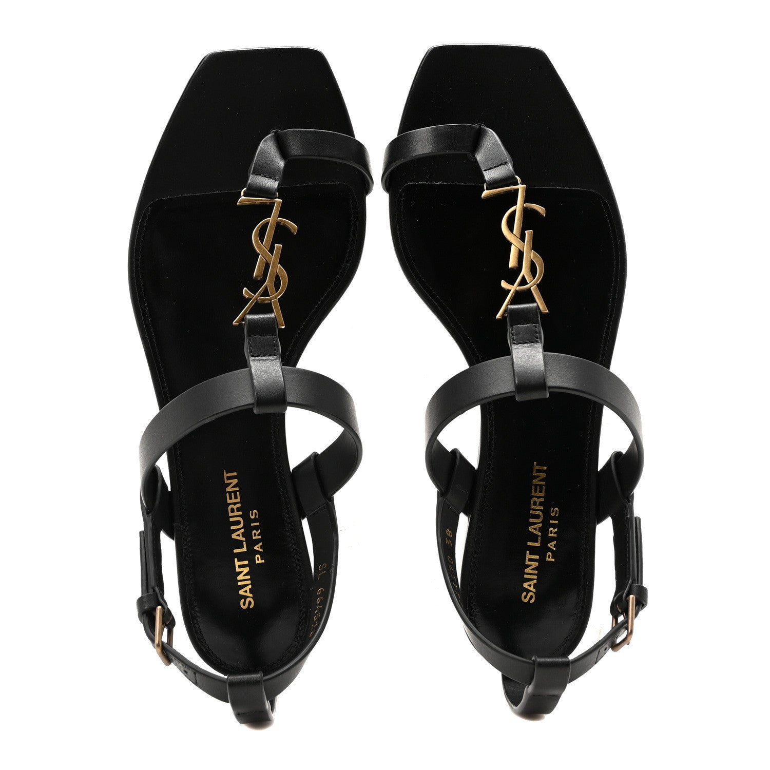 Saint Laurent Calfskin Cassandra Monogram Sandals 38 Black 2 of 10