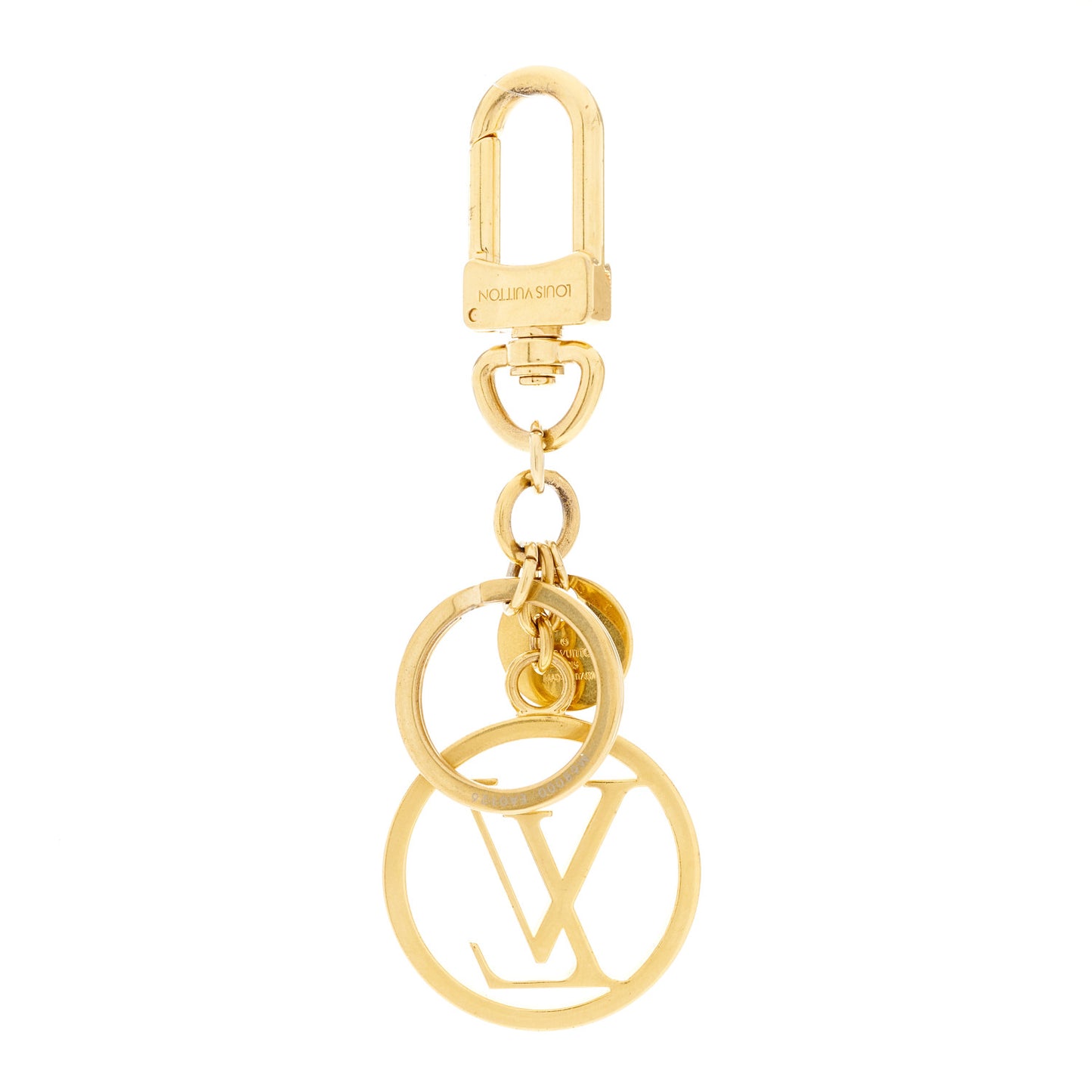 Metal LV Circle Bag Charm Key Holder Gold