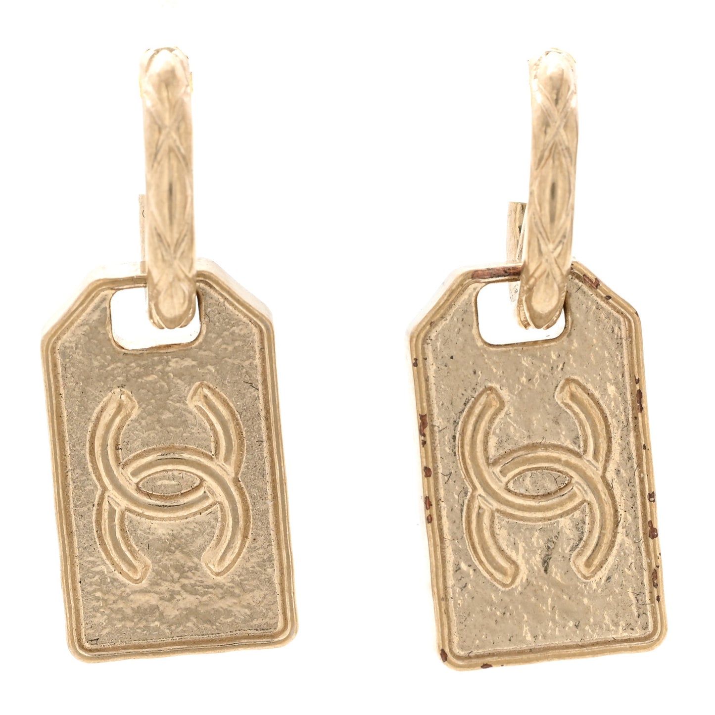 CC Tag Drop Earrings Gold