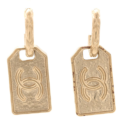 Chanel CC Tag Drop Earrings Gold 1 of 5