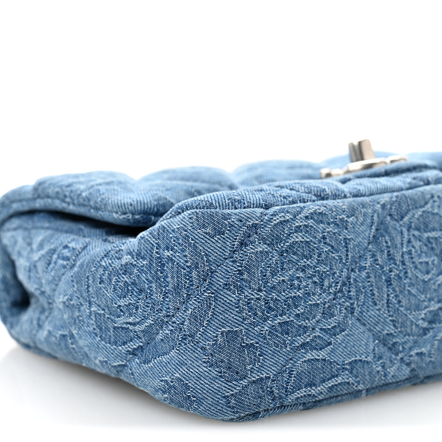 Chanel Denim Quilted Camellia Sweetheart Mini Flap Blue 9 of 10