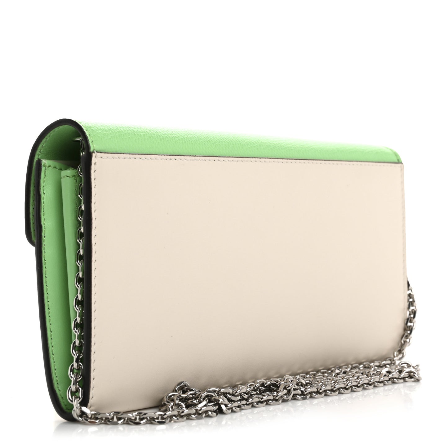Vitello King Cruise FF Diamonds Continental Envelope Wallet On Chain Latte Edamame