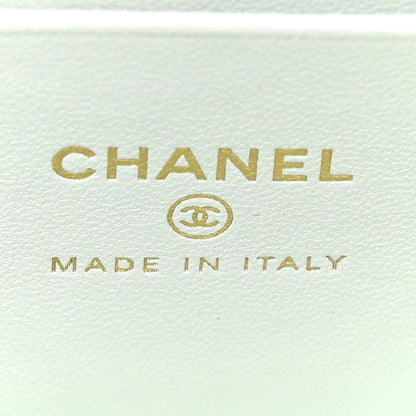 Chanel Calfskin Crocodile Embossed Crococo Top Handle Slim Vanity Case With Chain Light Blue 6 of 11