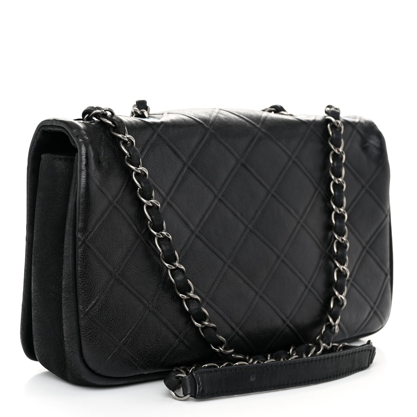 Calfskin Diamond Embossed New Chic Flap Black