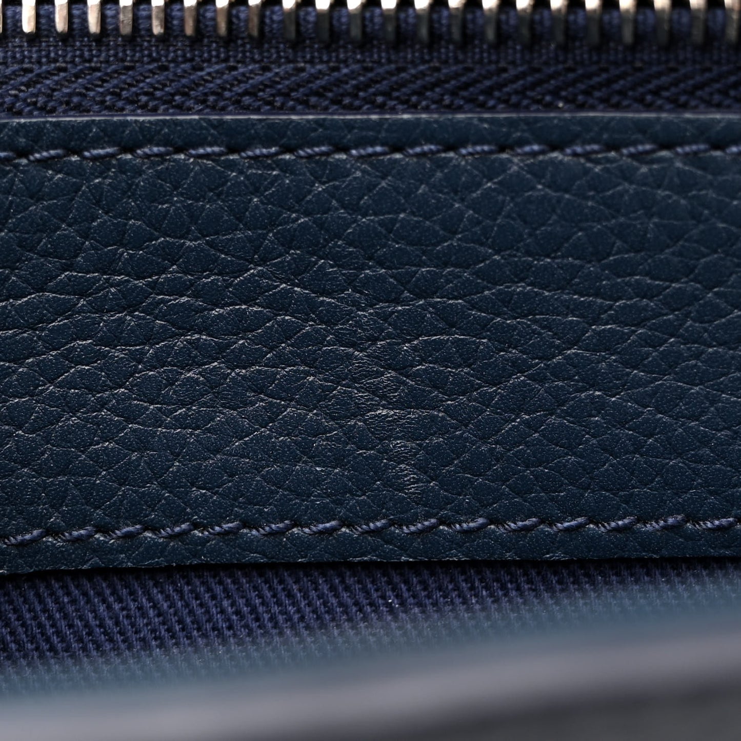 Grained Calfskin Suede Neo Executive Shopper Tote Navy Blue