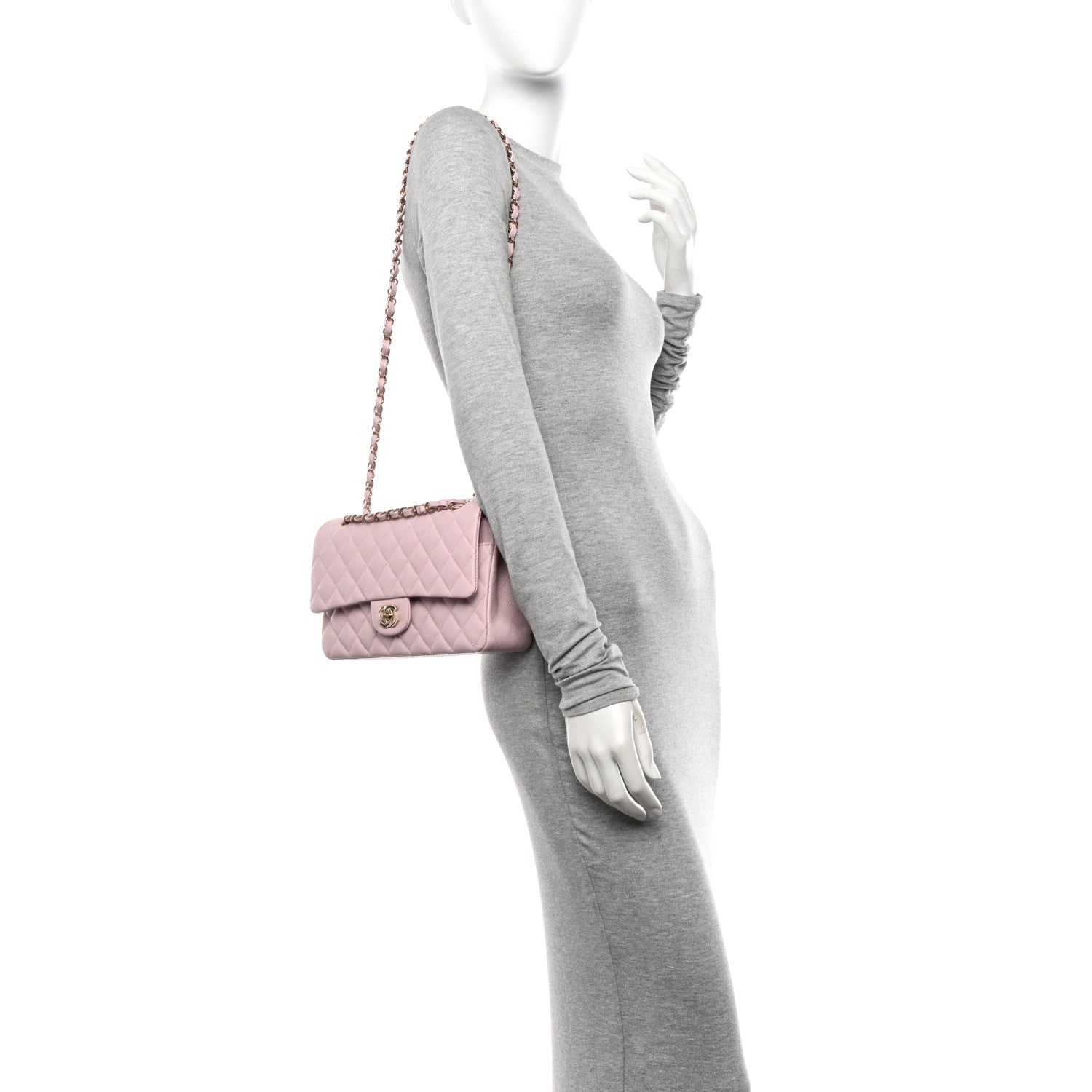 Chanel Caviar Quilted Medium Double Flap Light Pink 2 of 10