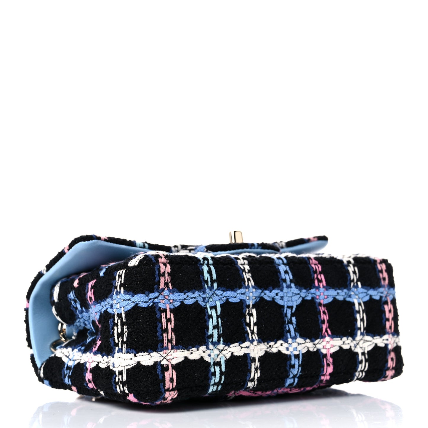 Tweed Quilted Mini Rectangular Flap Black Pink Blue Ecru
