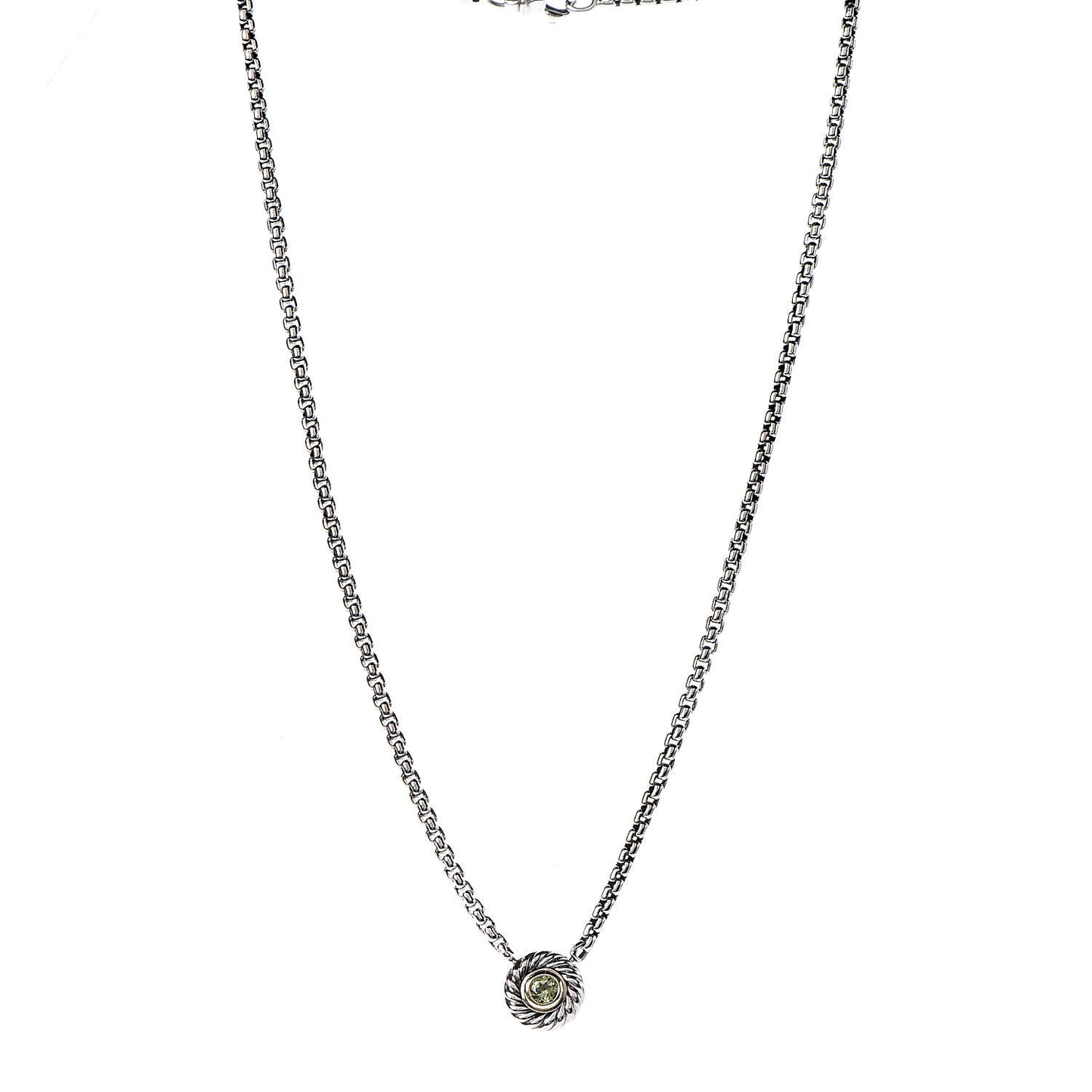 Sterling Silver 14K Yellow Gold Peridot Cookie Pendant Necklace