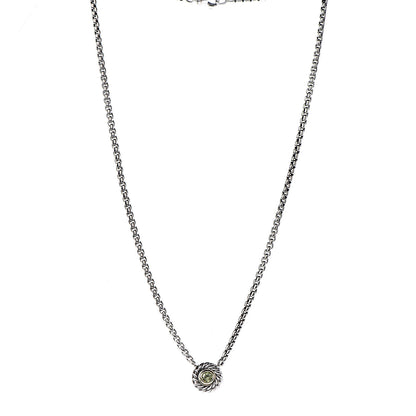 David Yurman Sterling Silver 14K Yellow Gold Peridot Cookie Pendant Necklace 1 of 6