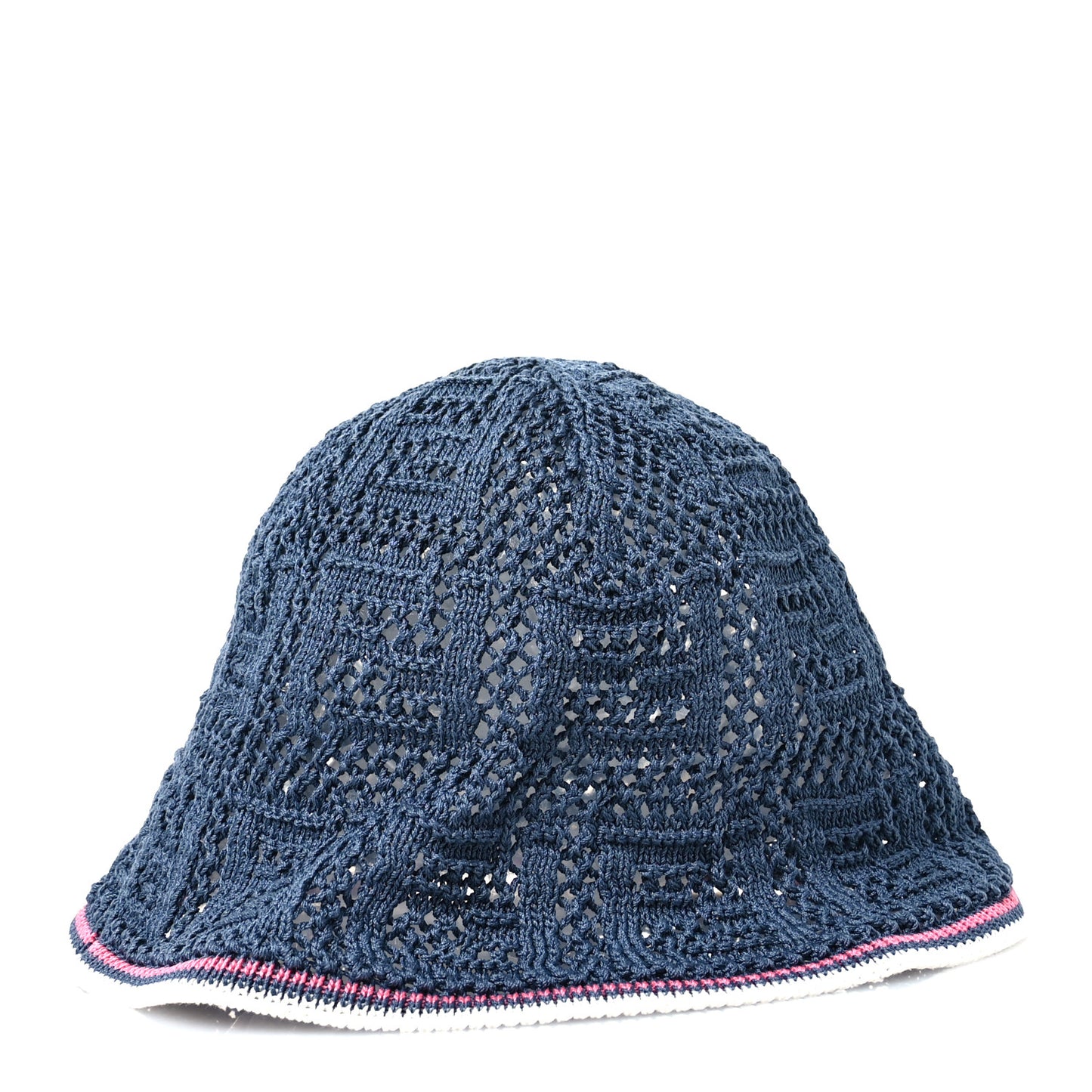Cotton Rayon FF Knitted Bucket Hat M/L Blue