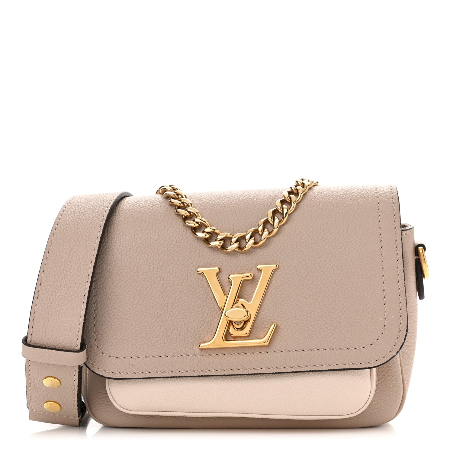 Louis Vuitton Grained Calfskin Lockme Tender Greige 1 of 12
