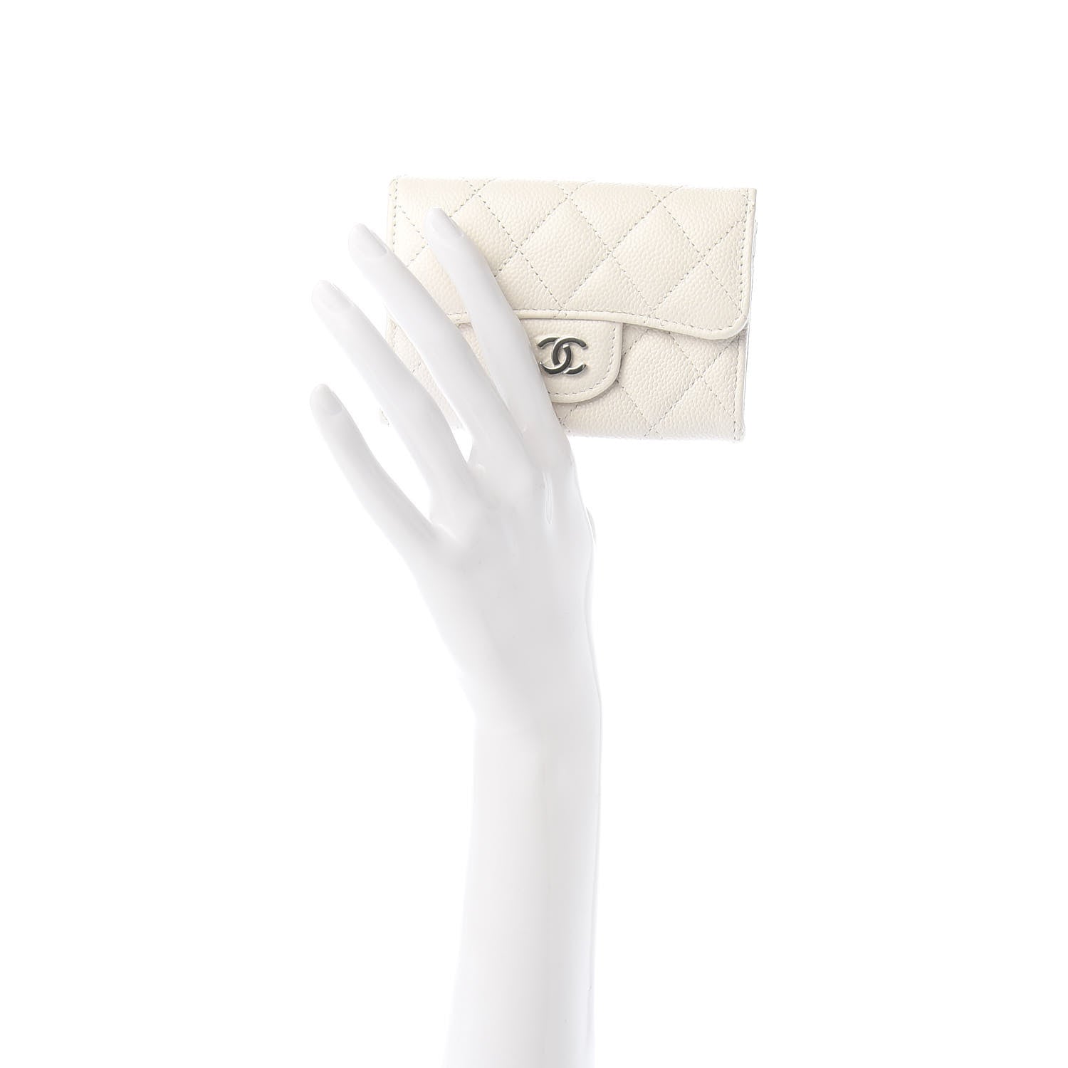 Chanel Caviar Quilted Flap Card Holder Wallet White 2 of 7