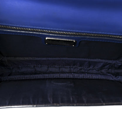 Salvatore Ferragamo Perforated Calfskin Patent Ginny Bow Crossbody Bag Blue 5 of 10
