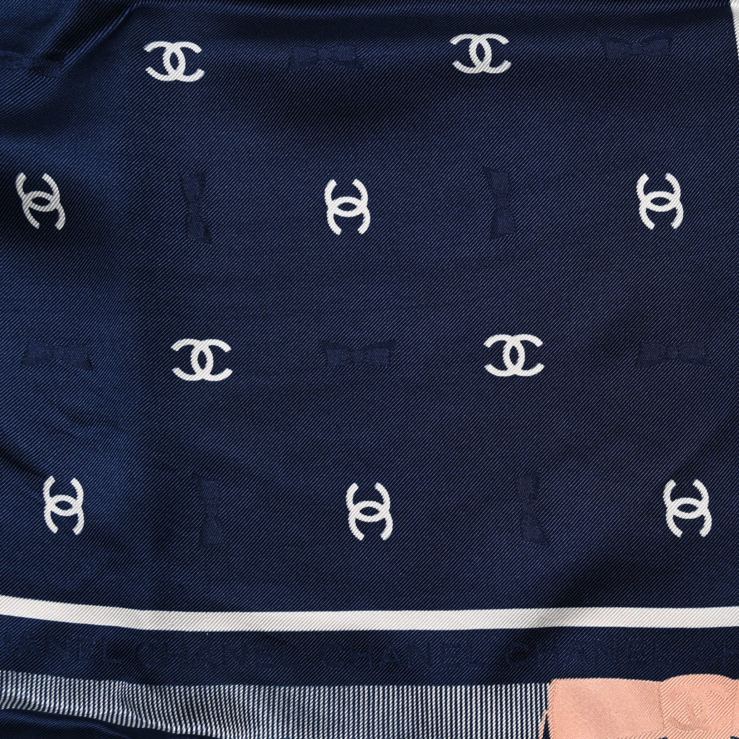 Chanel Silk Bow CC Square Scarf Blue Multicolor 2 of 4