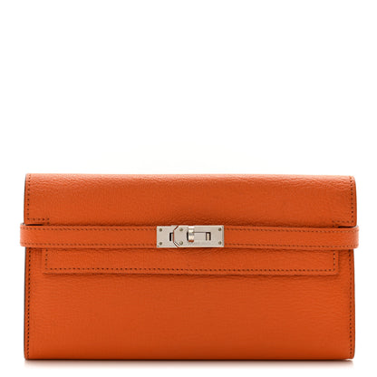 Hermes Chevre Mysore Kelly Longue Wallet Orange 1 of 14