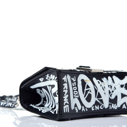 Balenciaga Smooth Calfskin Graffiti Hourglass Top Handle Bag XS Black White 8 of 11
