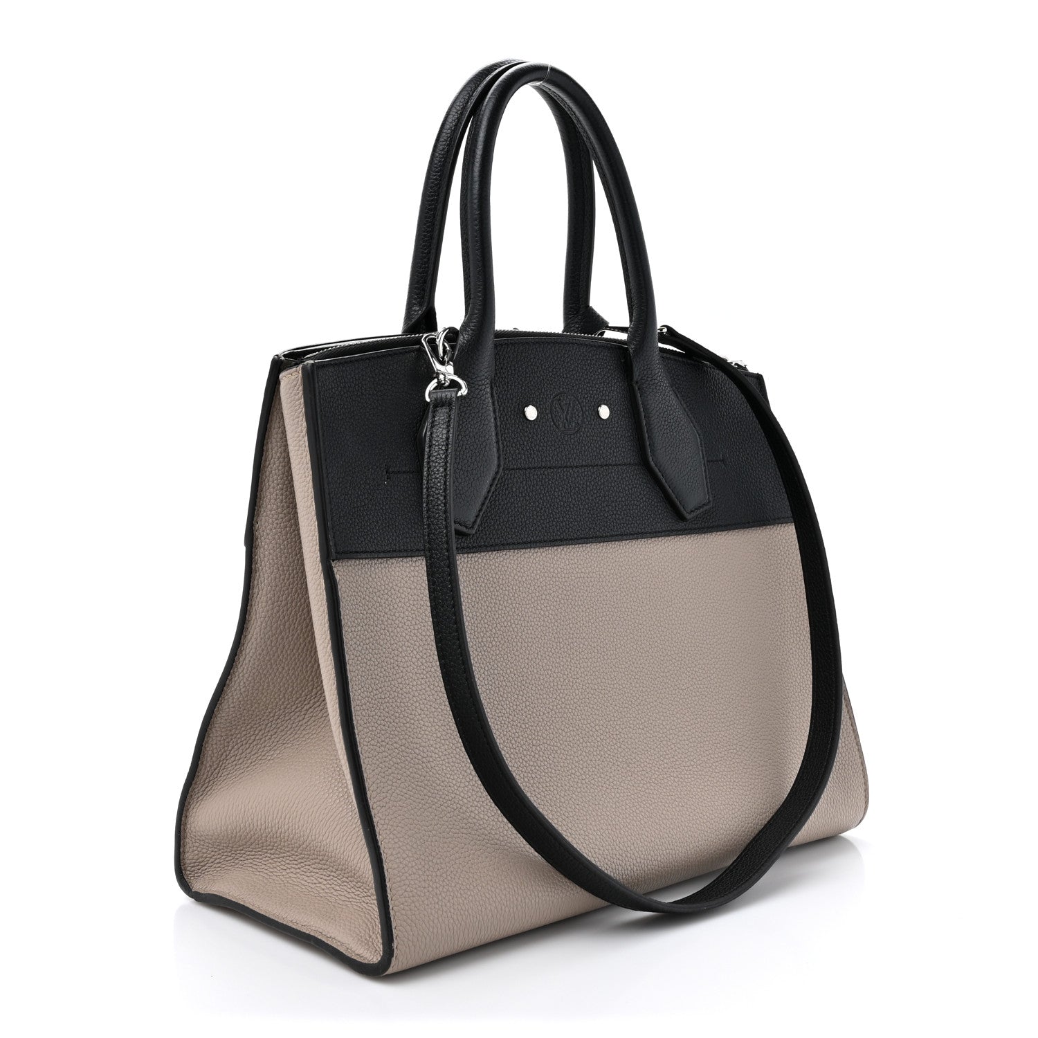 Louis Vuitton Taurillon City Steamer MM Black Beige 3 of 17
