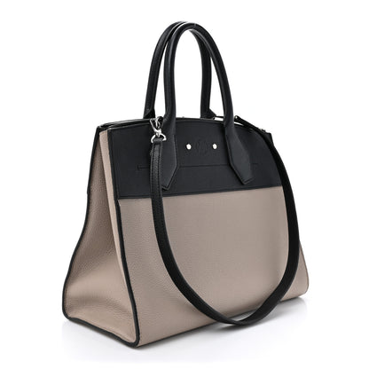 Louis Vuitton Taurillon City Steamer MM Black Beige 3 of 17
