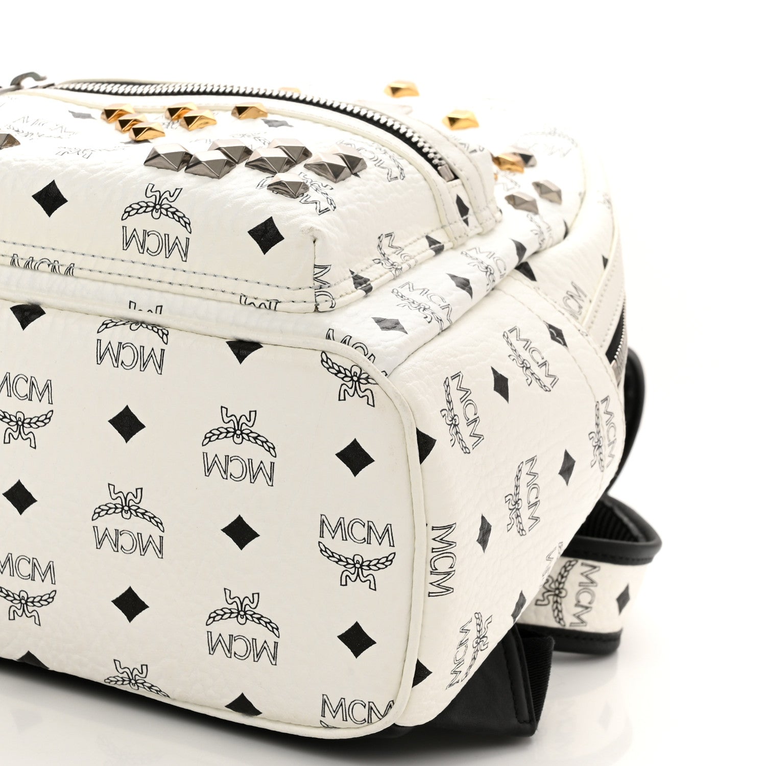 MCM Visetos Studded Small Stark M Backpack White 9 of 9