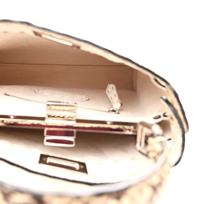 Fendi Cuoio Romano Snakeskin Selleria Mini Peekaboo Iconic Satchel White Stone 5 of 13