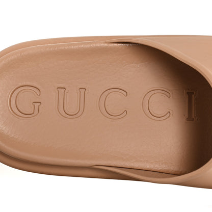Gucci Soft Rubber Womens Interlocking G Platform 42mm Slide Sandals 39 Vintage Camel 8 of 9