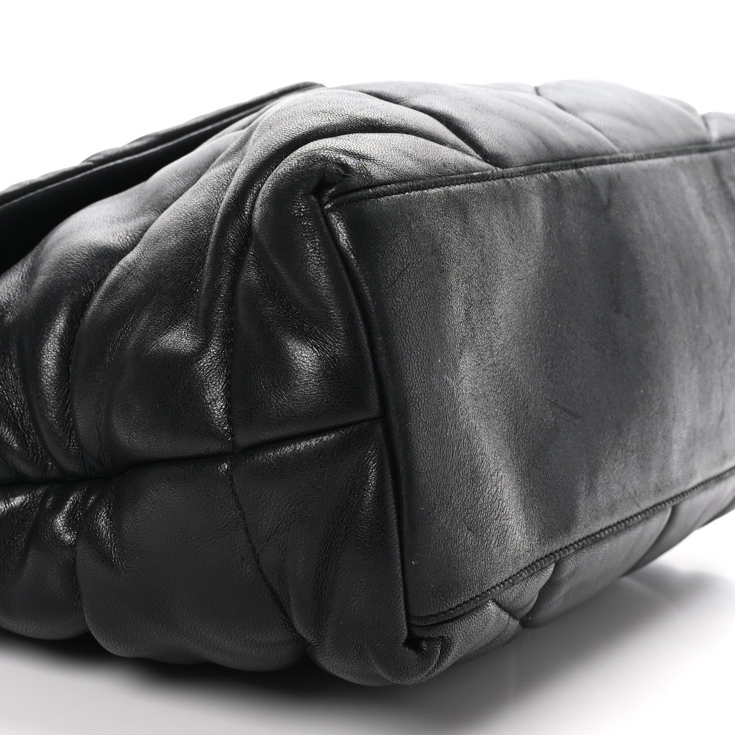Saint Laurent Lambskin Quilted Medium Loulou Puffer Monogram Chain Satchel Black 8 of 9