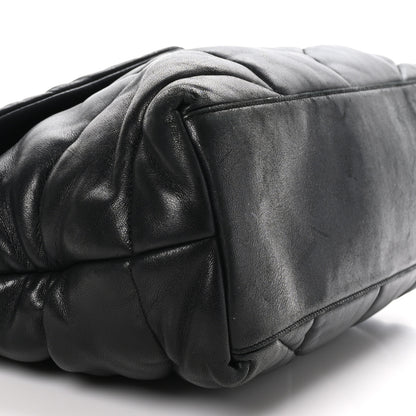 Saint Laurent Lambskin Quilted Medium Loulou Puffer Monogram Chain Satchel Black 8 of 9