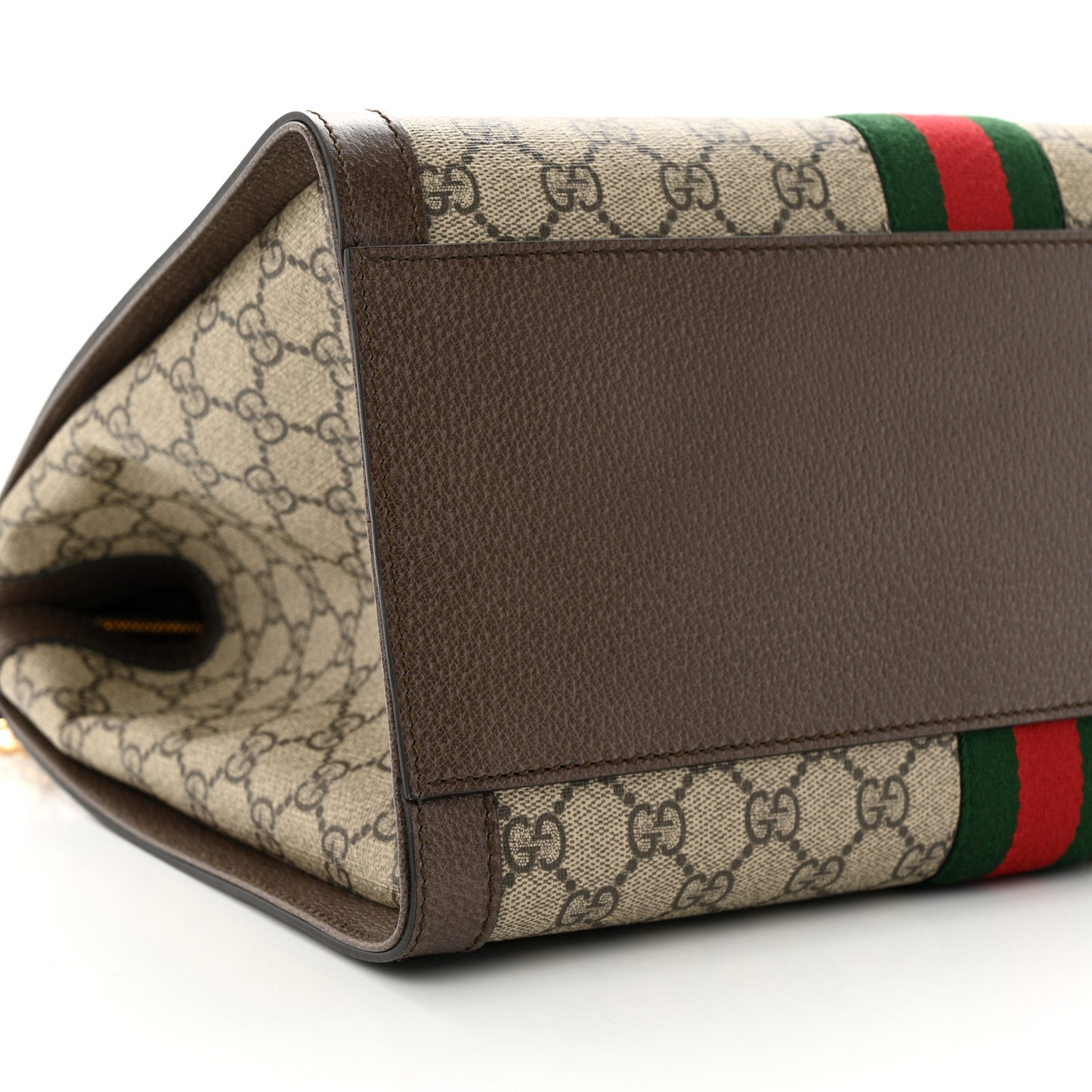 GG Supreme Monogram Web Medium Ophidia Tote Bag Brown