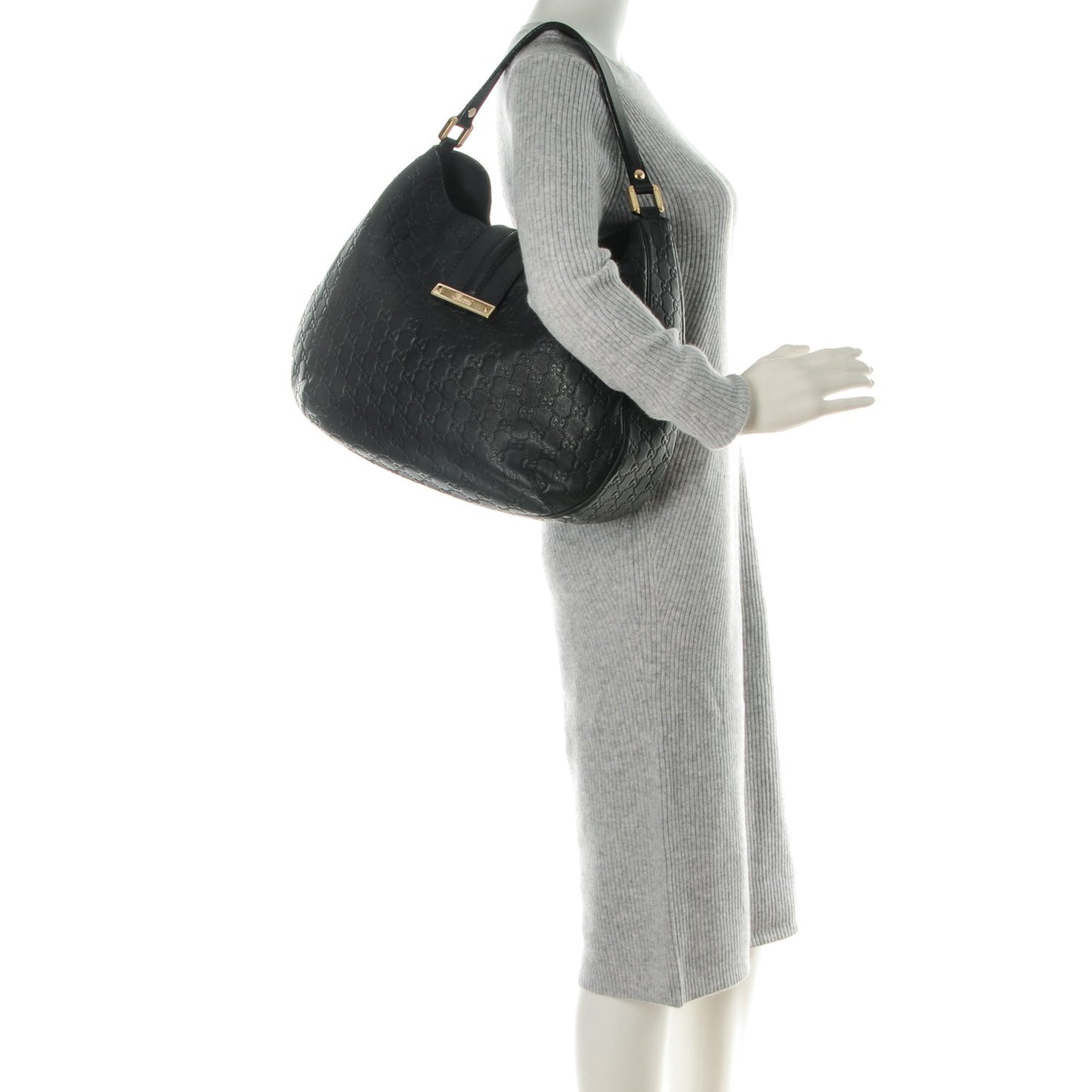 Guccissima Large New Ladies Web Hobo Black