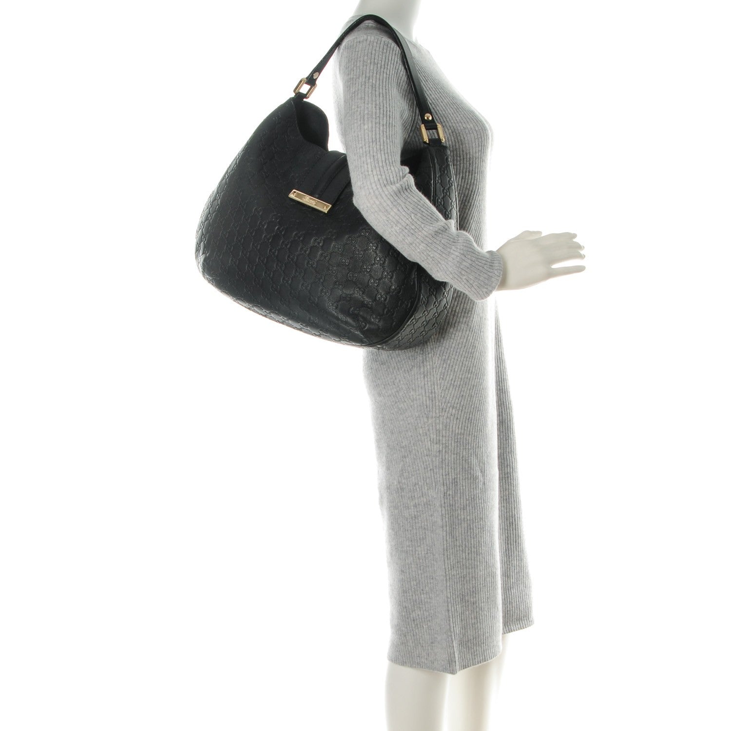 Gucci Guccissima Large New Ladies Web Hobo Black 2 of 7