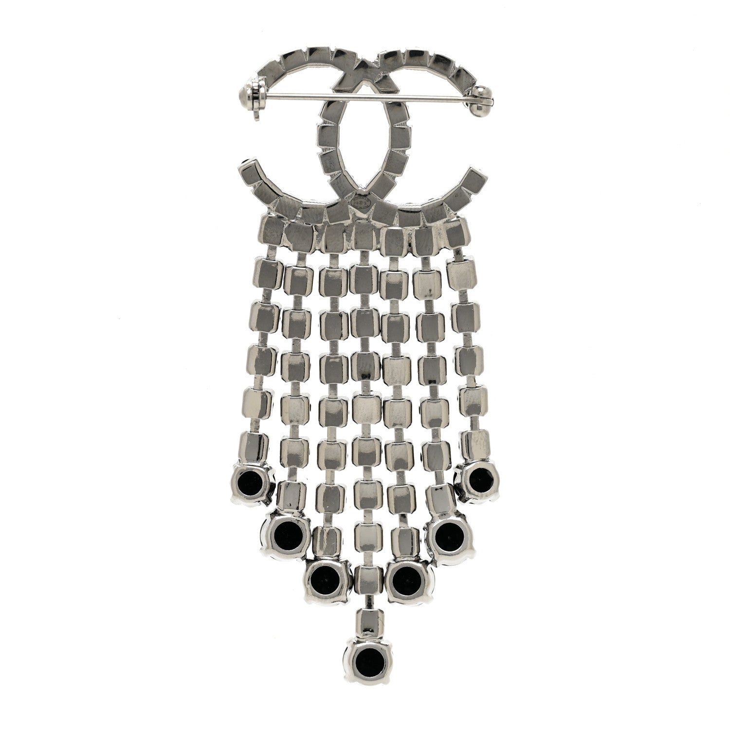 Chanel Crystal Fringe CC Brooch Black 3 of 4