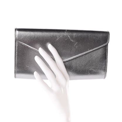 Saint Laurent Metallic Calfskin Y-Mail Clutch Silver 2 of 9