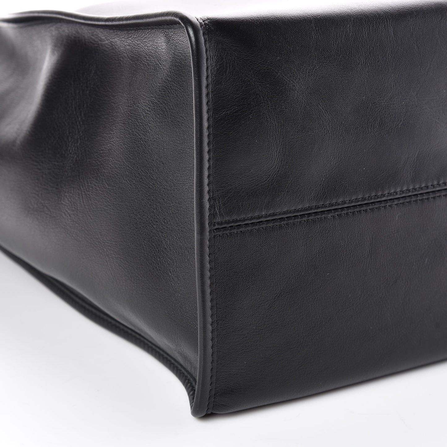 Calfskin Printed Logo Small Market Shopper Tote Black