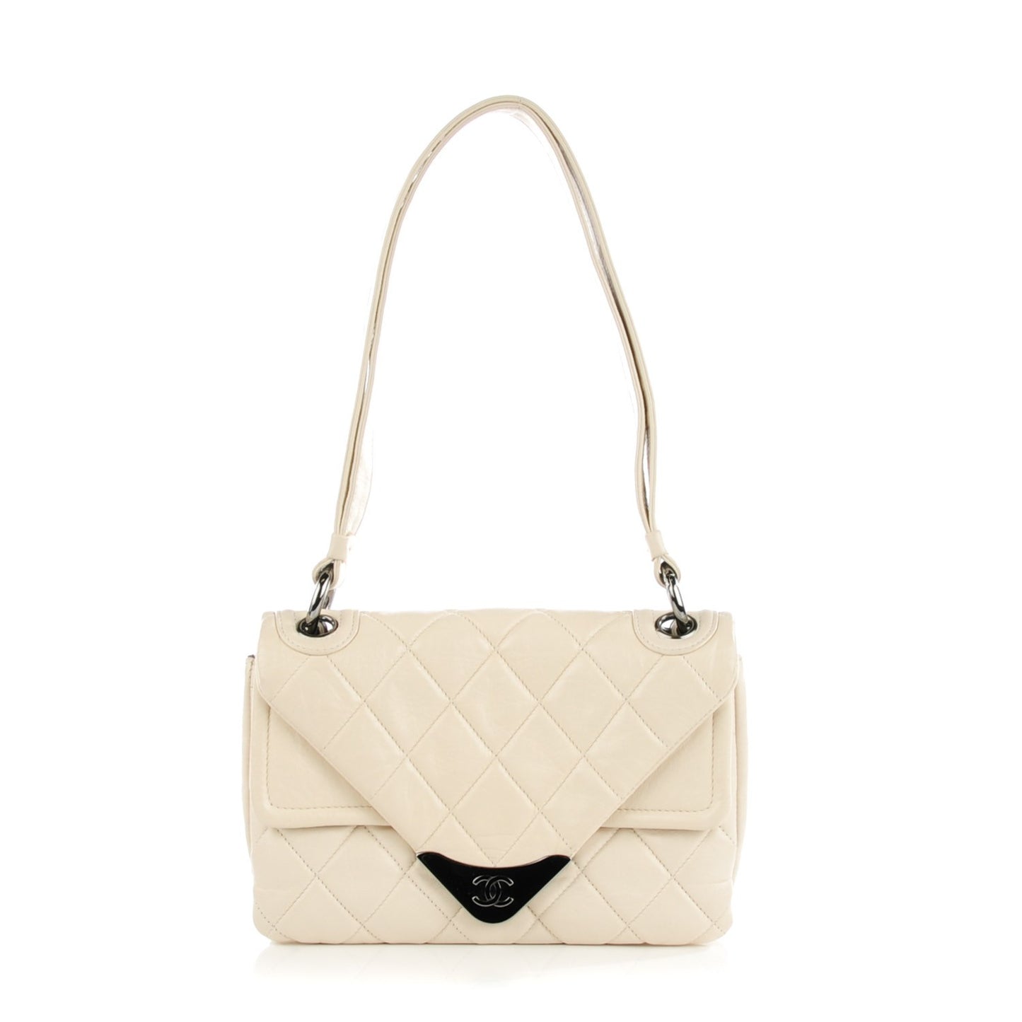 Lambskin Quilted Envelope Flap White